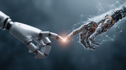 robotic hands gently touching connection