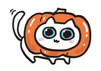ハロウィンカボチャ猫(やんのかステップ)