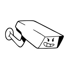 funny CCTV camera with a sarcastic smile