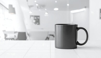 Black mug on white surface