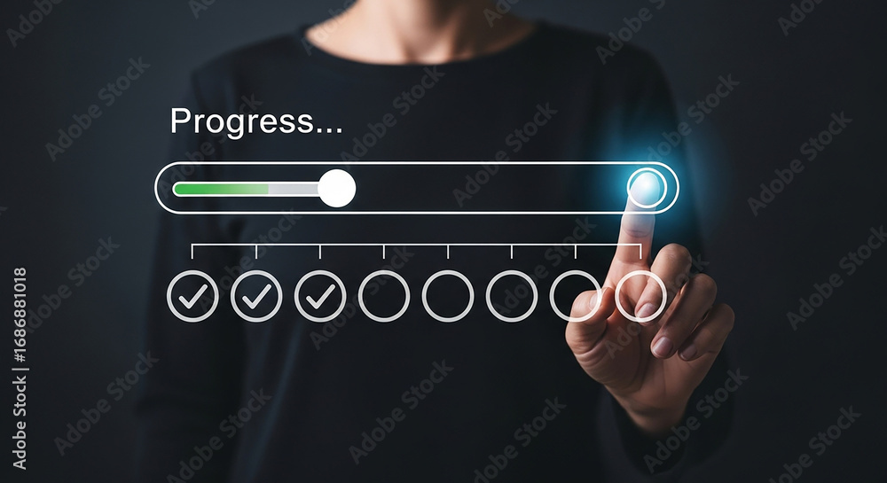 Poster tracking progress project milestone completion digital transformation achieving goals business strat