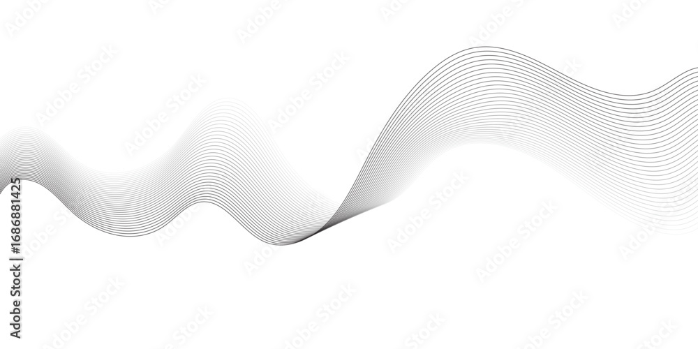 Aufkleber abstract smooth white wave digital geometric technology, data science frequency gradient lines on tr