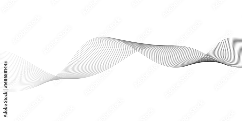 Aufkleber abstract smooth white wave digital geometric technology, data science frequency gradient lines on tr