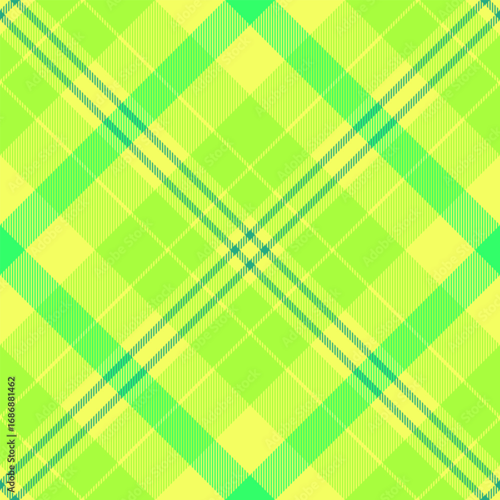 Poster vibrant plaid pattern with intersecting lines in shades of green and yellow. ideal as a fabric backg