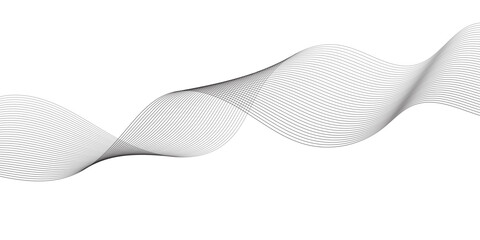Abstract technology lines on transparent background. Undulate Grey Wave Swirl, frequency sound wave, twisted curve lines with blend effect, wave with lines created using blend tool.