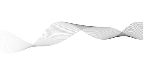 Abstract Smooth white wave digital geometric Technology, data science frequency gradient lines on transparent background. Undulate Grey Wave Swirl, frequency sound wave, twisted curve lines.