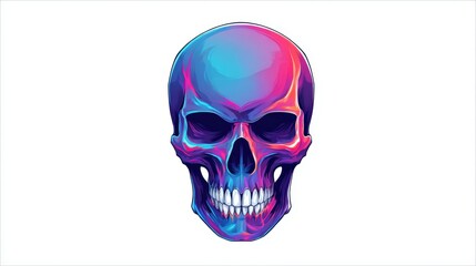 Fototapeta premium Colorful digital illustration of a skull with vibrant hues, showcasing intricate details and a glossy finish, perfect for artistic and thematic design projects