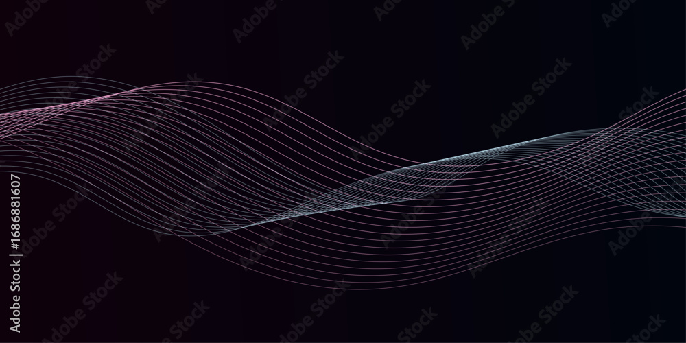 Poster abstract smooth soft pink and blue wave digital geometric technology, data science frequency gradien