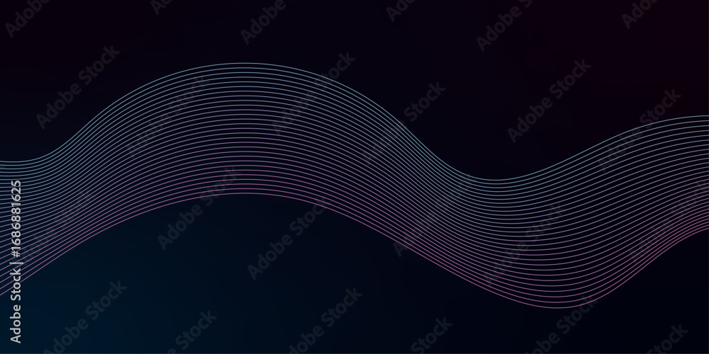 Poster abstract smooth soft pink and blue wave digital geometric technology, data science frequency gradien