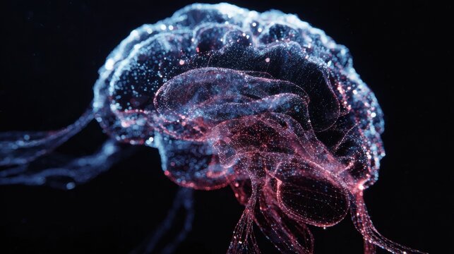 glowing brain digital art abstract