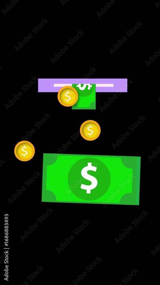 Aufkleber finance animation with abstract currency and coin symbols vertical video. abstract animation of curr