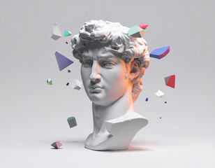 Artistic 3d sculpture of david's head studio setting digital artwork modern design close-up view creativity and innovation