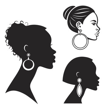 African women silhouettes earrings profiles