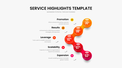 Professional Introduction 5 Step Graph Frame Layout. Project Report Five Element Chart Slideshow Template. Visual Profile Slide Design Vector Illustration.
