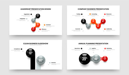 Service Showcase Four Five Two Three Step Graph Slide Layout Vector Illustration Set. Clean Forecast 4 5 2 3 Element Diagram Presentation Design Bundle.