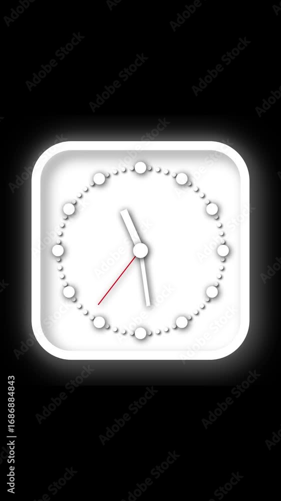 Aufkleber white wall clock spinning fast on black screen animation vertical video. animated minimalist clock i