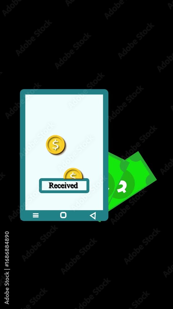 Aufkleber animated smartphone displaying digital currency transactions illustrating financial concepts. vertic