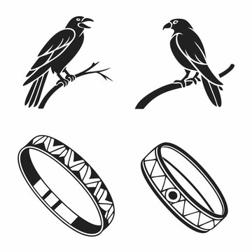 Black birds and patterned bangles raven crow