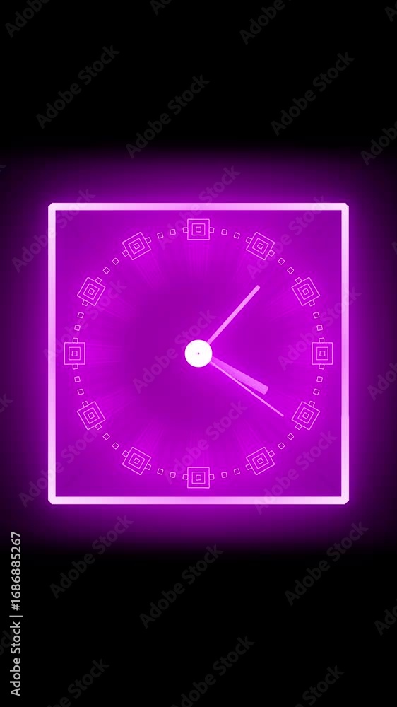Aufkleber countdown animation with neon glowing clock on dark background vertical video. futuristic digital cl