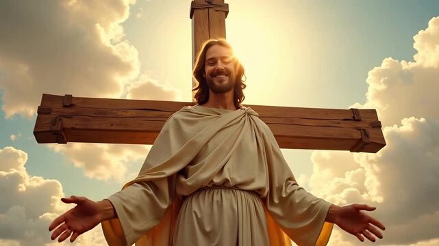 Celebrate the Happy Ascension of Jesus Christ with this uplifting 4K video footage perfect for Easter, religious events, and spiritual reflection