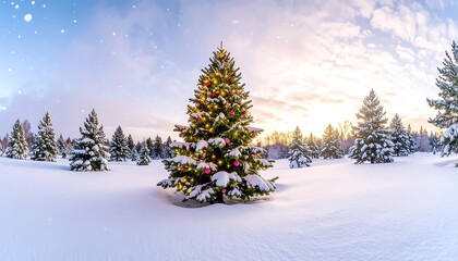 Snowy Christmas tree scene