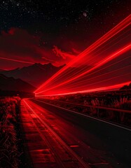 Png neon rays vector abstract background. Red Futuristic technological style. Png Abstract background with speed lines. Vector illustration. Futuristic. The light lines of the road are red