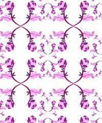  Seamless Floral Pattern with Hand-Drawn Blooming Flowers and Leaves