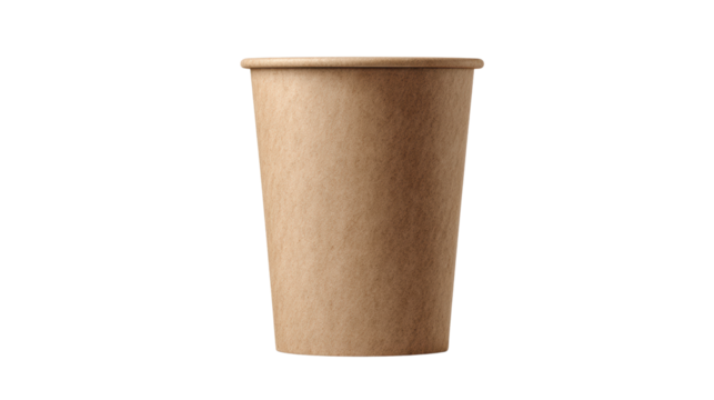 Brown paper cup on white isolate background, perfect for beverages like coffee and tea.