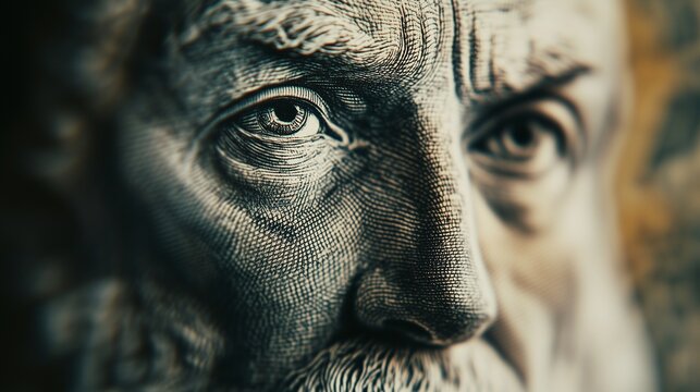 Close up man's face. Realistic portrait young girl with lira in the video of realist galileo. A banknote with a resolution of 4k in 1983 in a field of shallow. Zoomed-in view lifestyle of a man's.