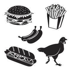 Burger fries bananas sub sandwich chicken french fries