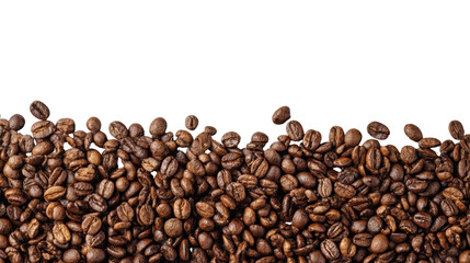 Fresh roasted coffee beans on a black background, perfect for beverage and food-related themes.