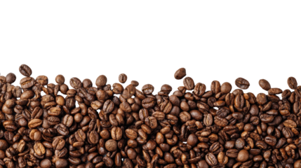 Fresh roasted coffee beans on a black background, perfect for beverage and food-related themes.