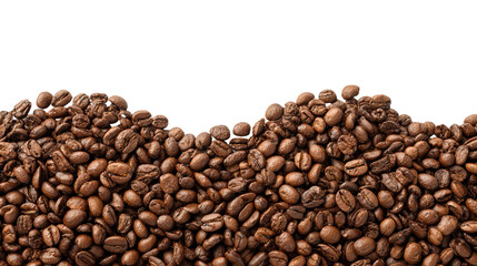 Obraz premium Fresh roasted coffee beans on a black background, perfect for coffee lovers and beverage themes.