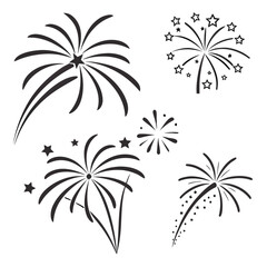 Obraz premium Firework bursts with stars and streaks explosion celebration