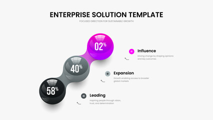 Minimalist Innovation Slide Design Vector Illustration. Simple Launch Three Step Chart Slideshow Layout. Modern Growth 3 Element Diagram Frame Template.