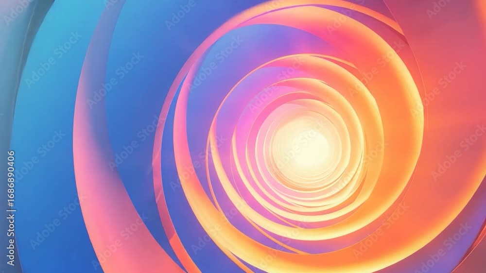 Poster a spiral shaped object with a bright light at the end, suitable for use in illustrations about progr