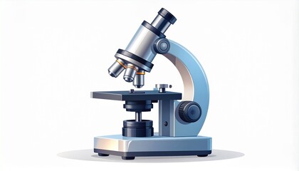 A detailed illustration of a laboratory microscope, a symbol of scientific research, discovery, and analysis in biology and medicine, isolated on a white background