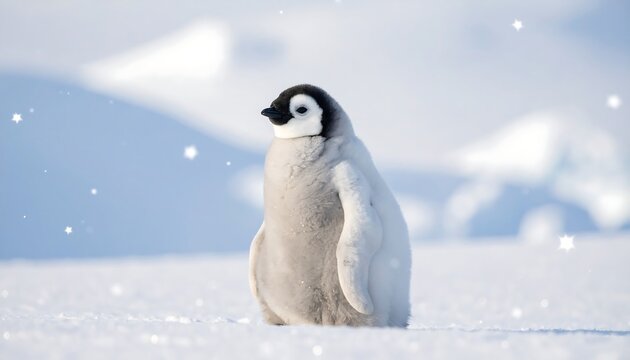 Adorable penguin chick in snowy landscape - Powered by Adobe