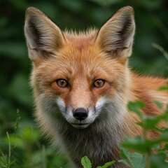 Fototapeta premium Closeup portrait of a red fox in nature