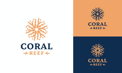 Coral Reef Logo Design luxury symbol Graphic Vector