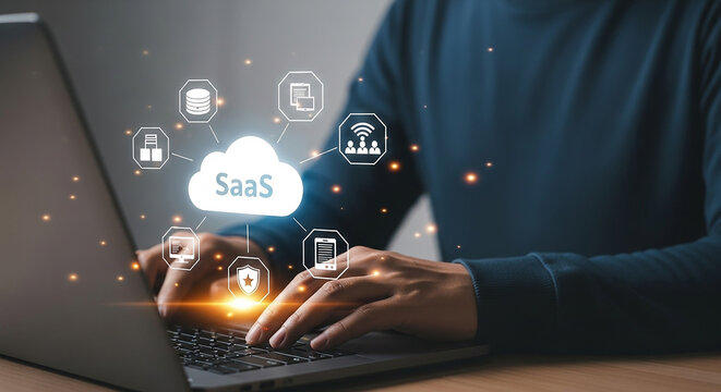 SaaS Solutions Cloud Computing Software as a Service Technology and Digital Transformation Business Growth and - Powered by Adobe