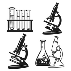Laboratory equipment and microscopes test tubes beaker