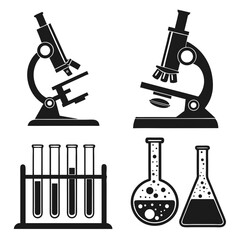 Microscopes test tubes flasks laboratory equipment