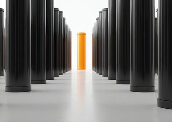 Obraz premium Orange cylinder amidst black