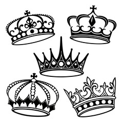 Ornate royal crowns and tiaras regal