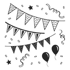 Party Decorations Bunting Balloons Confetti Stars Streamers