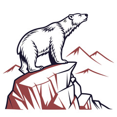 Fototapeta premium Polar bear on rocky peak arctic wildlife