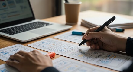 Designers working on website wireframes