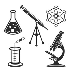 Obraz premium Science tools laboratory equipment molecular atom beaker