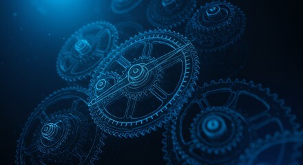 Interlocking gears abstract digital illustration